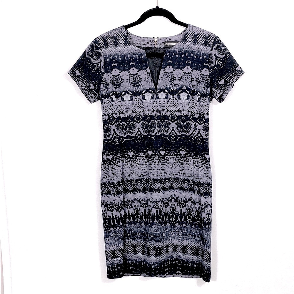 Newport News Black and Gray Animal Patterned Dress size 4